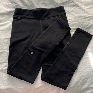 Girls fleece black leggings. Athletes girl, size L/12